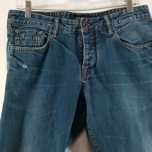 Scotch and Soda Ralston Washed Blue Denim Men's Jeans Full Button Closure 33 - Picture 2 of 16